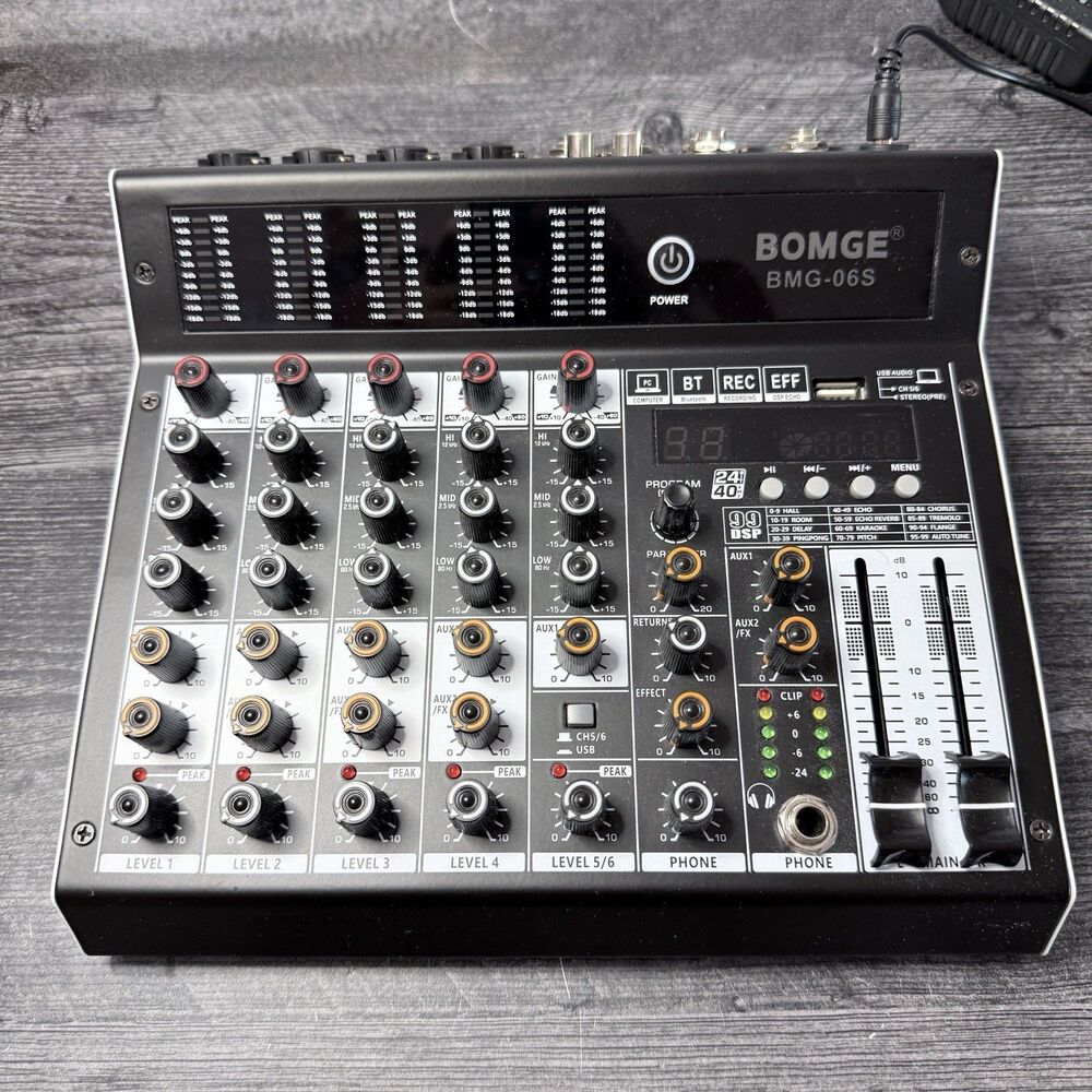 Bomge Professional Audio Mixer 6 Channel Mixing Console 99 Dsp Effect48V